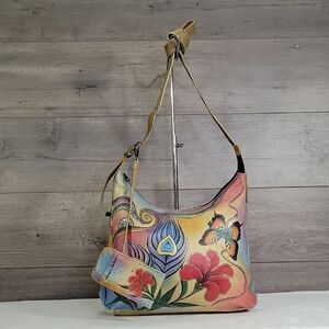 Anuschka Hand Painted Leather Crossbody Shoulder  Bag